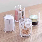 2-in-1 Transparent Acrylic Cotton Pad Holder – Upper & Lower Stackable Storage Box