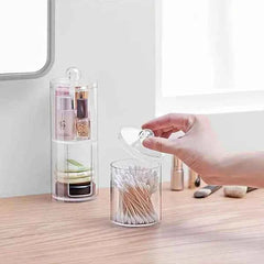 2-in-1 Transparent Acrylic Cotton Pad Holder – Upper & Lower Stackable Storage Box