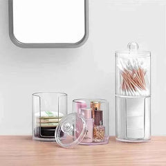 2-in-1 Transparent Acrylic Cotton Pad Holder – Upper & Lower Stackable Storage Box