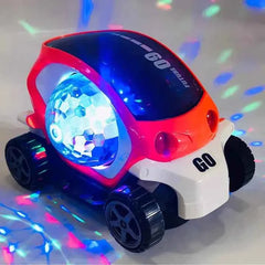 360° Rotating Musical Car – Flashing Light & Music Toy with Bump-and-Go Action (Multicolor)