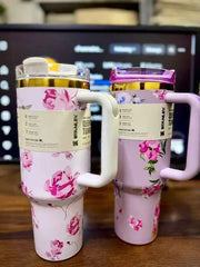 Luxury 40 Oz Stainless Steel Tumbler with Straw β Personalized Sparkle Cup