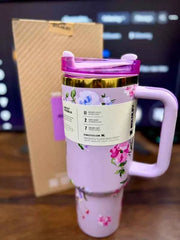 Luxury 40 Oz Stainless Steel Tumbler with Straw β Personalized Sparkle Cup