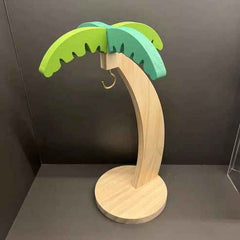 Wooden Banana Tree Rack with Hooks & Fruit Shelf