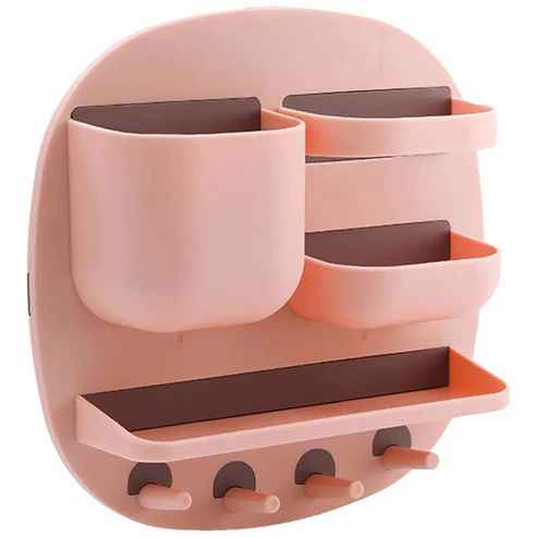 Wall Mounted Bathroom Organizer Shelf – Floating Storage Rack with Hooks