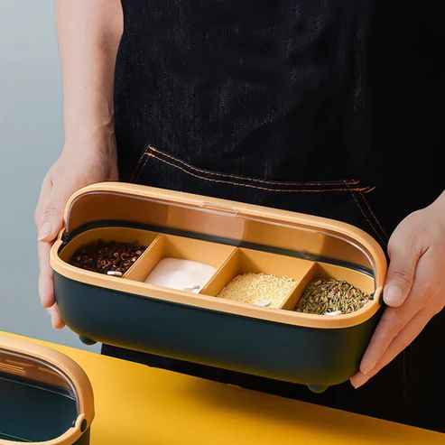 Multi-Grid Seasoning Box Set – Kitchen Spice Jar & Condiment Storage Organizer