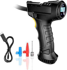 Tyre Inflator,Portable Air Compressor,Digital Pressure Gauge LED Light for Car Tires,Bicycle, Bike,Motorcycle,Balls (USB Charging)