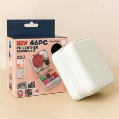 46-Piece PU Leather Sewing Kit – Portable Stitching Set for Travel & Home Use