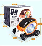 360° Rotating Musical Car – Flashing Light & Music Toy with Bump-and-Go Action (Multicolor)