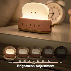 Cute Toast Night Light – Adjustable Brightness Bedside & Kids Room Lamp