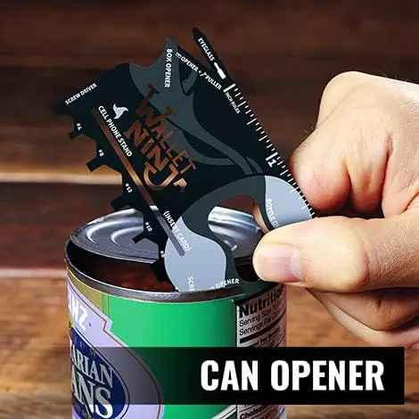 18-in-1 Credit Card Multi-Tool – EDC Survival Gear, Bottle Opener, Camping Tool (Black)