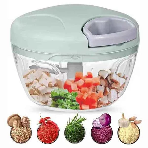 Multi-Blade Manual Food Chopper – Garlic Press, Meat Grinder & Veggie Cutter