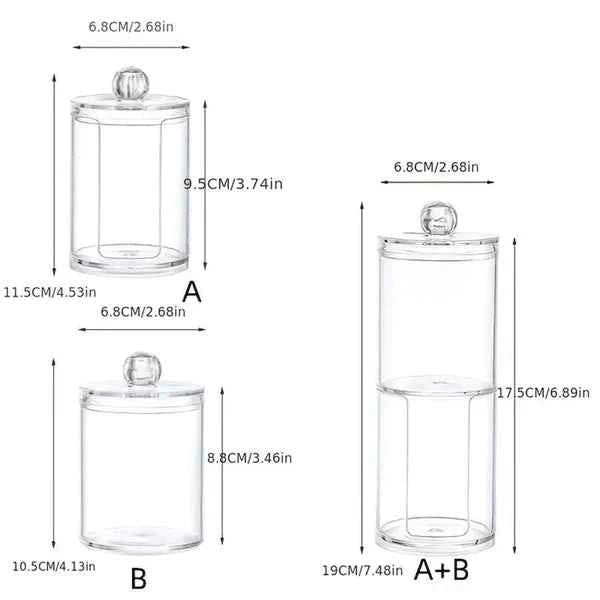 2-in-1 Transparent Acrylic Cotton Pad Holder – Upper & Lower Stackable Storage Box