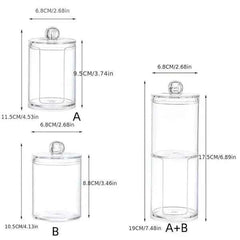 2-in-1 Transparent Acrylic Cotton Pad Holder – Upper & Lower Stackable Storage Box