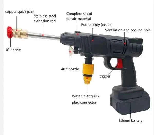 Rechargeable Wireless Car Wash Machine – Cordless High-Pressure Water Spray Gun for Car Cleaning
