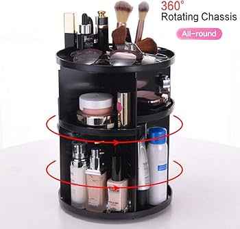 Black Makeup Storage Rack – 360° Rotating Beauty Organizer