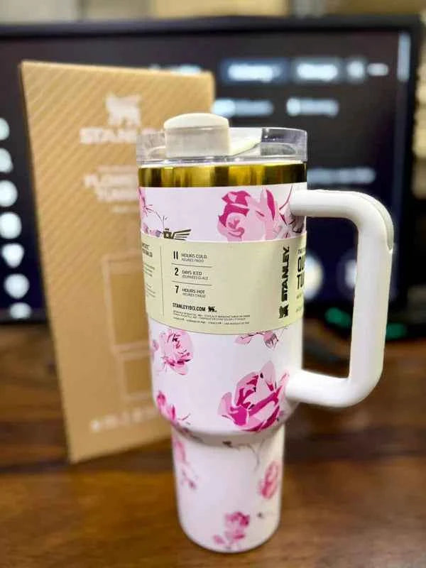 Luxury 40 Oz Stainless Steel Tumbler with Straw – Personalized Sparkle Cup