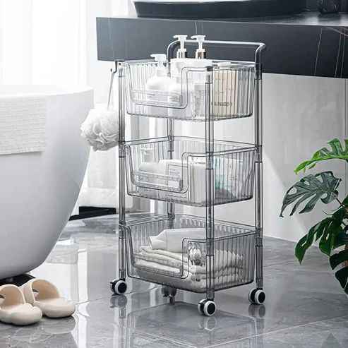 Movable Corner Storage Cart with Wheels – Space-Saving Organizer for Home Use