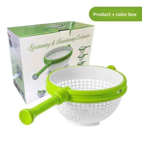 Rotating Salad Spinner & Draining Basket – 2-in-1 Vegetable and Fruit Washer