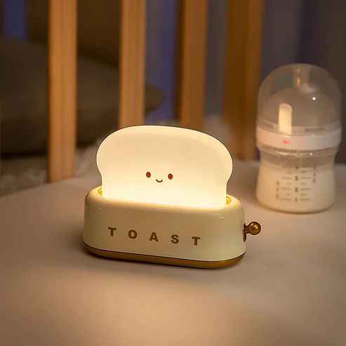 Cute Toast Night Light with Adjustable Brightness