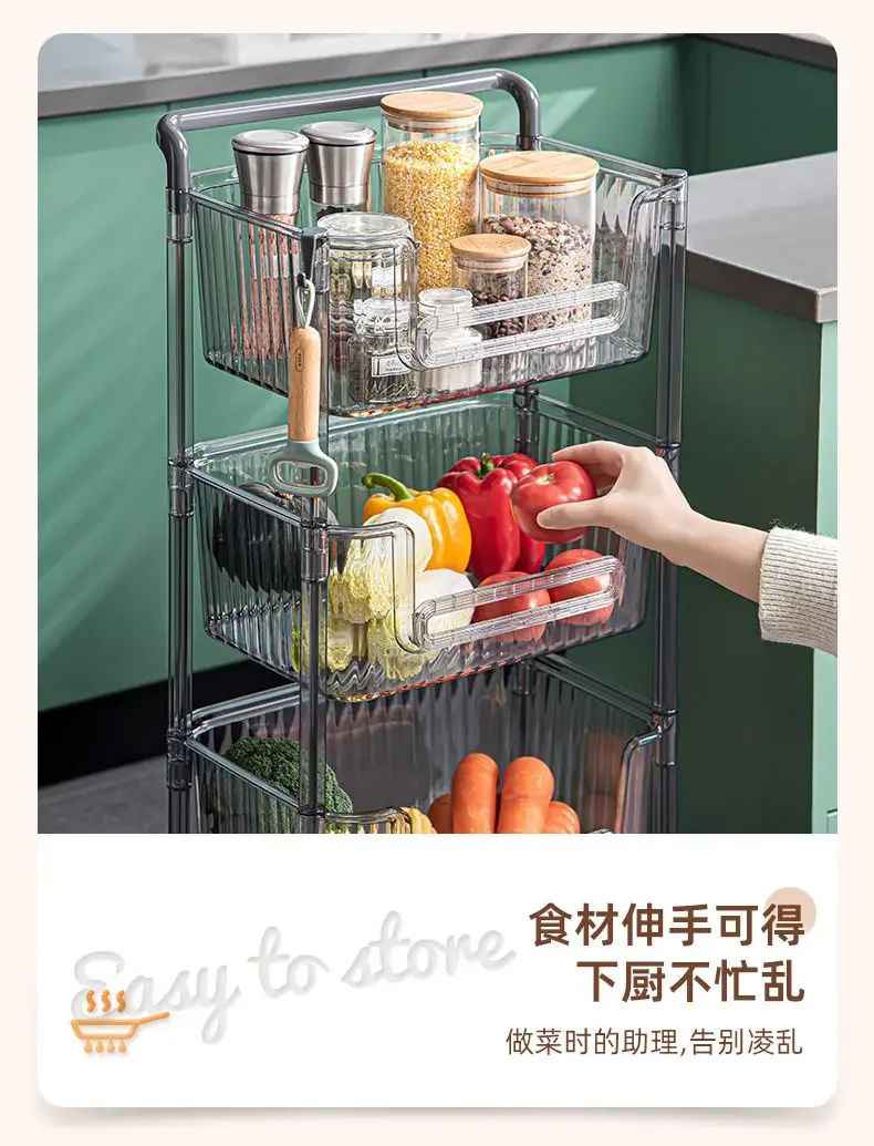 Movable Corner Storage Cart with Wheels – Space-Saving Organizer for Home Use