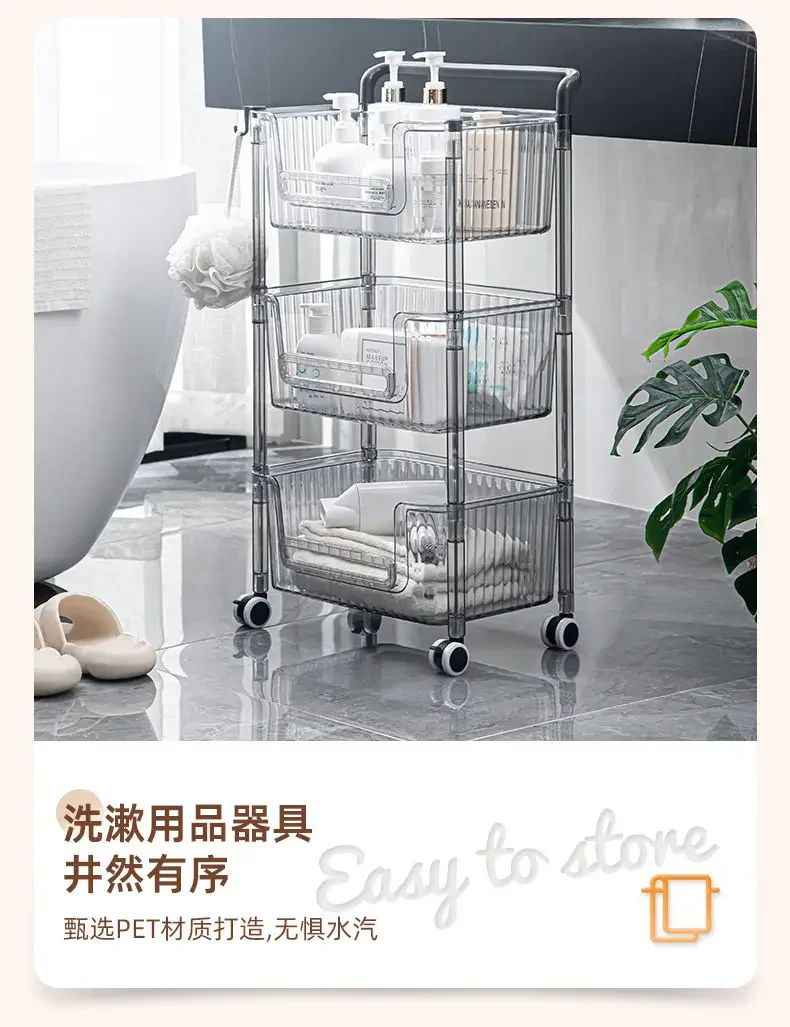 Movable Corner Storage Cart with Wheels – Space-Saving Organizer for Home Use