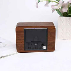 LED Wooden Digital Clock with Voice Control Display – Modern Home & Office Decor