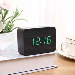 LED Wooden Digital Clock with Voice Control Display – Modern Home & Office Decor