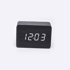 LED Wooden Digital Clock with Voice Control Display – Modern Home & Office Decor