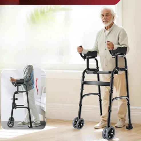 Walking Aid for the Elderly – Multi-Functional Rehabilitation Walker with Support Wheels