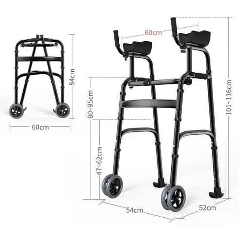 Walking Aid for the Elderly – Multi-Functional Rehabilitation Walker with Support Wheels