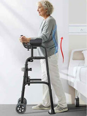 Walking Aid for the Elderly – Multi-Functional Rehabilitation Walker with Support Wheels
