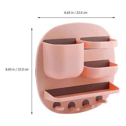 Wall Mounted Bathroom Organizer Shelf – Floating Storage Rack with Hooks