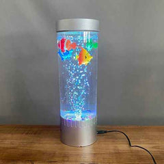 LED Desktop Fish Tank Lamp – Bubble Light Aquarium with Moving Toy Fish