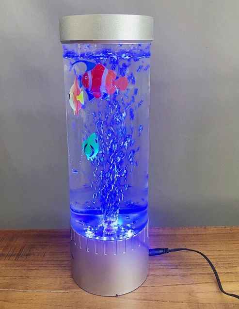 LED Desktop Fish Tank Lamp – Bubble Light Aquarium with Moving Toy Fish