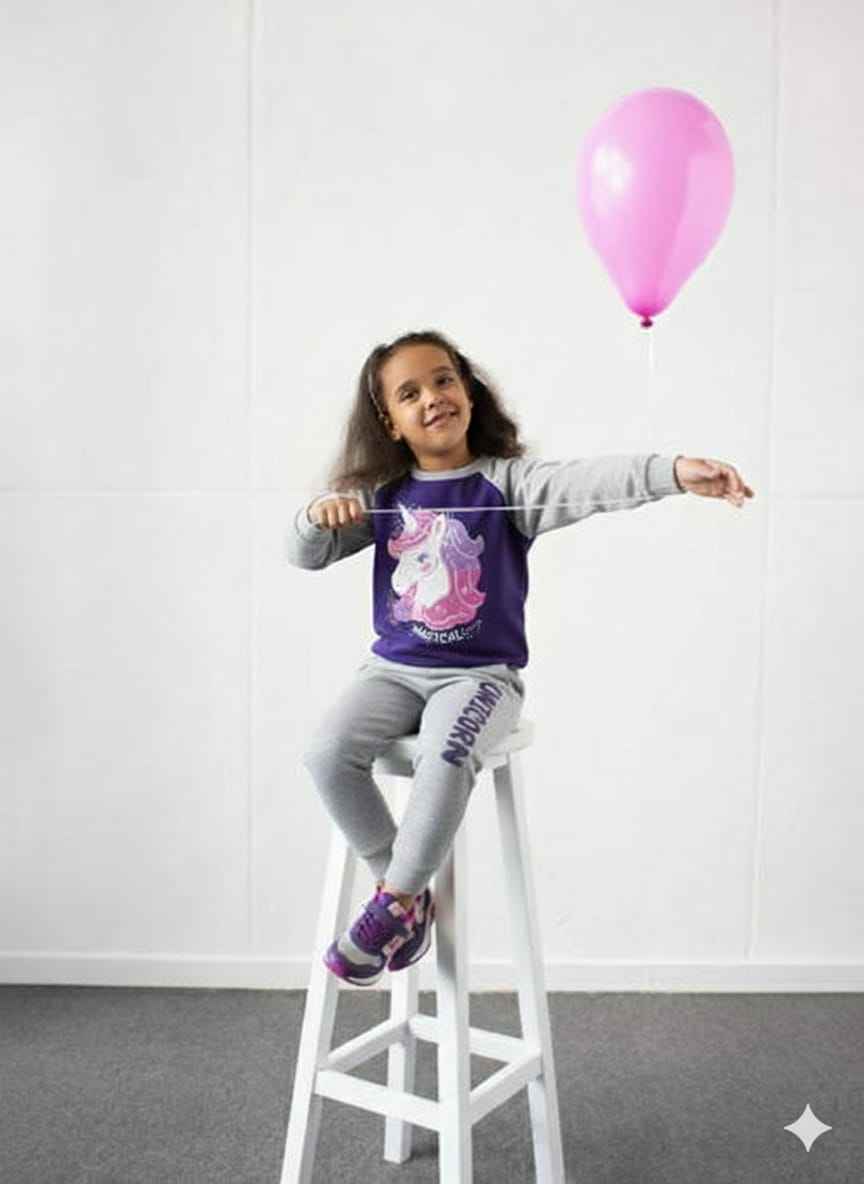 Unicorn Tracksuits for Girls | Glitter Print Cotton Fleece