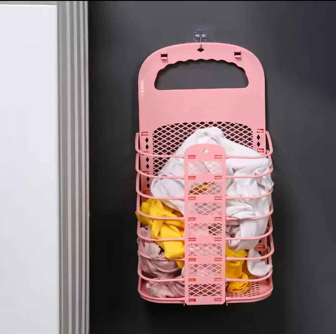 Portable Foldable Laundry Hamper — With Hanging Hook for Small Spaces!