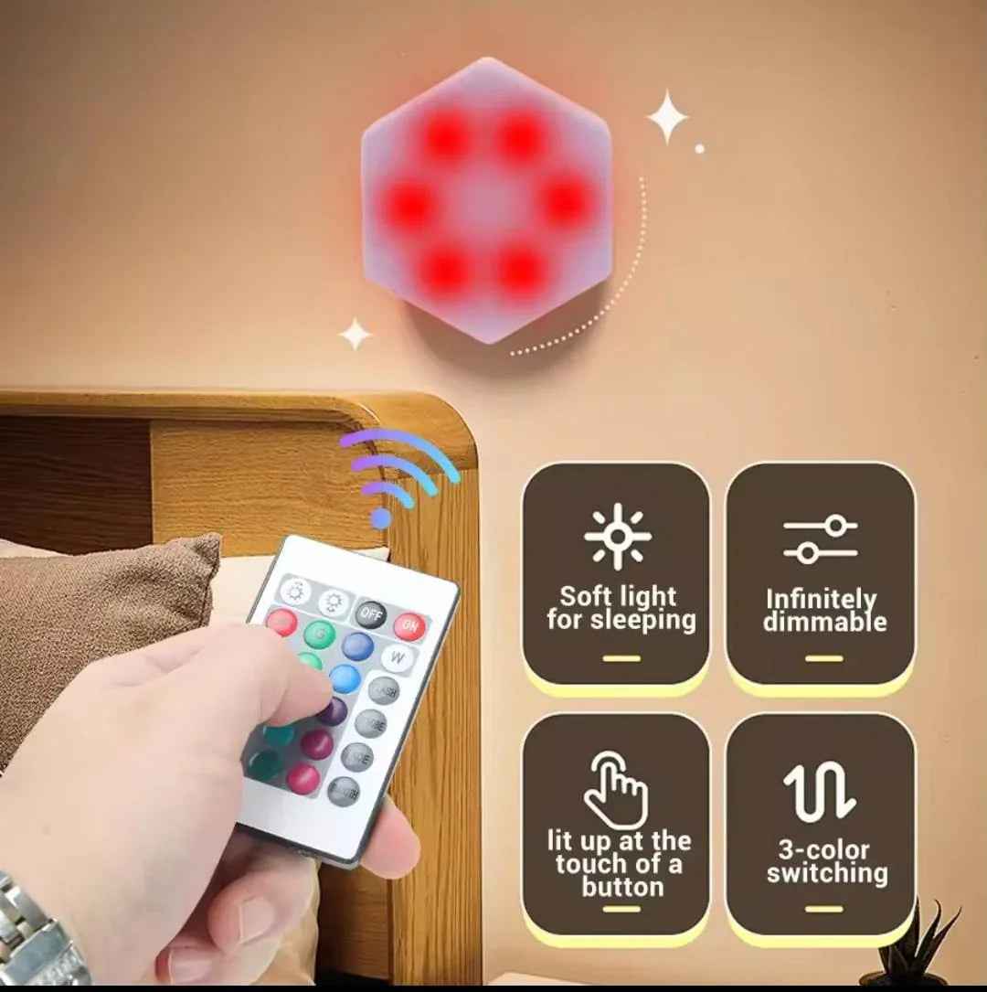 6pcs RGB Hex Lights — Touch & Remote, Cell Operated & Stylish!