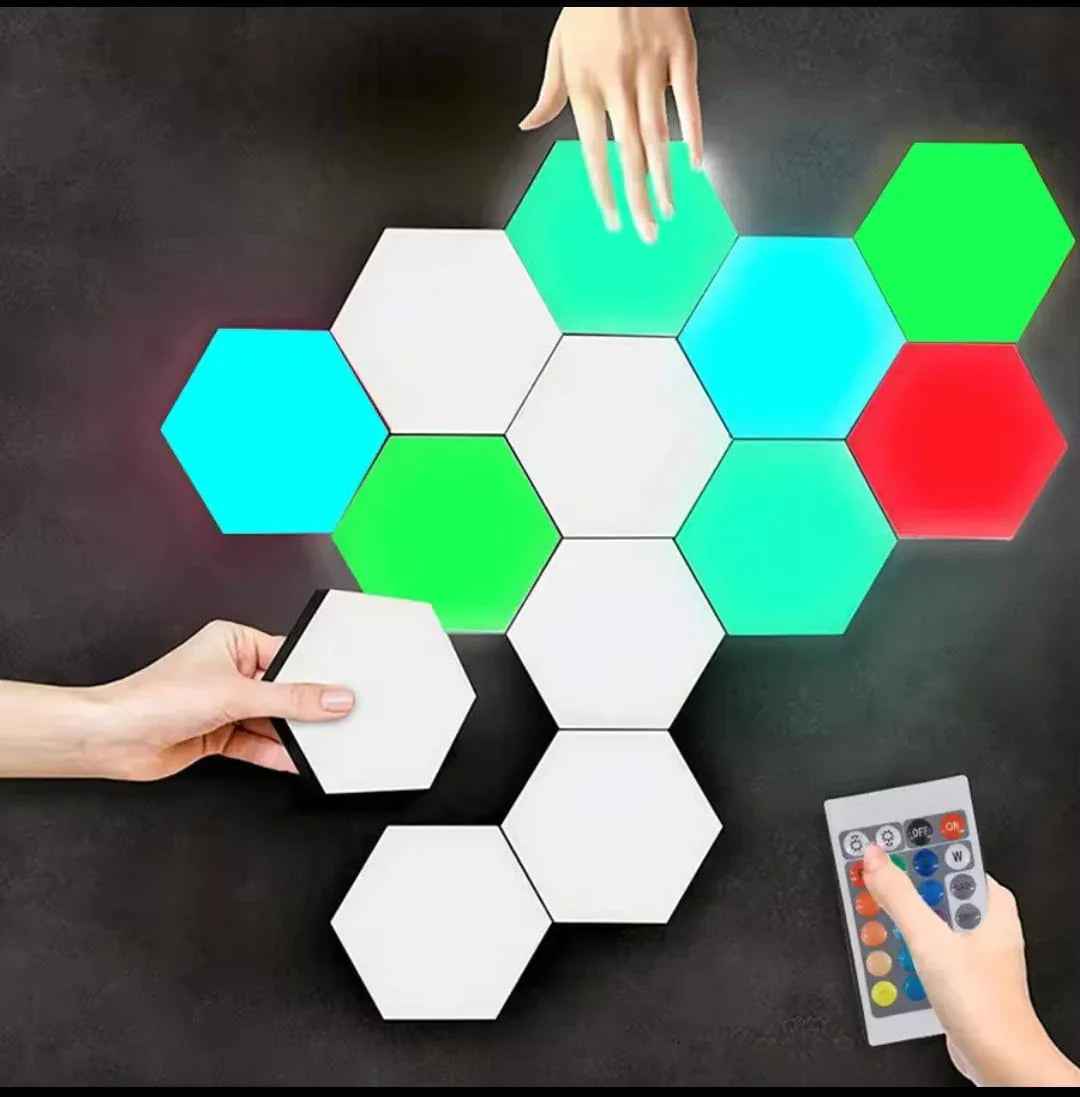 6pcs RGB Hex Lights — Touch & Remote, Cell Operated & Stylish!