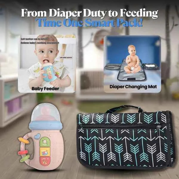 Portable Diaper Changing Pad with Cute Baby Bottle – Baby Gift Set