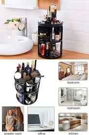 Black Makeup Storage Rack – 360° Rotating Beauty Organizer