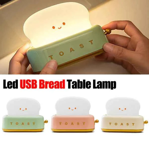 Cute Toast Night Light – Adjustable Brightness Bedside & Kids Room Lamp