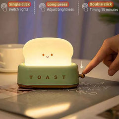 Cute Toast Night Light – Adjustable Brightness Bedside & Kids Room Lamp