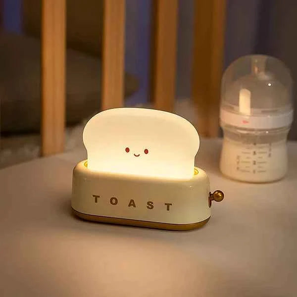 Cute Toast Night Light – Adjustable Brightness Bedside & Kids Room Lamp
